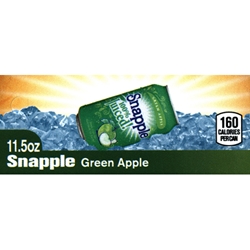 DS42SGA115 - Snapple 100% Juiced Green Apple Label (11.5oz Can with Calorie) - 1 3/4" x 3 19/32"