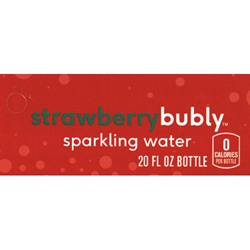 DS42BS20 - Bubly Sparkling Water Strawberry Label (20oz Bottle with Calorie) - 1 3/4" x 3 19/32"