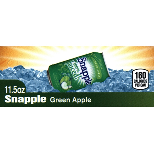 DS42SGA115 - Snapple 100% Juiced Green Apple Label (11.5oz Can with  Calorie) - 1 3/4